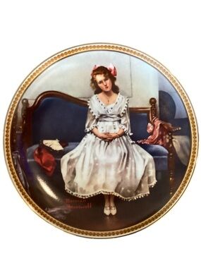 Knowles Norman Rockwell 1983 Waiting at the Dance Collectors Plate Box & Cert